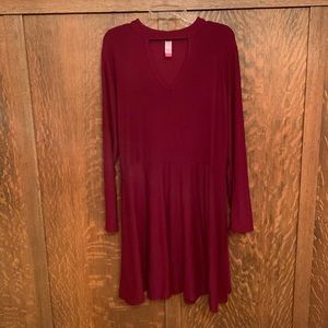 Maroon casual long sleeve dress bodycon XXXL / 3X